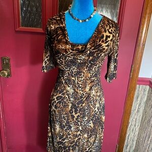 Elegant Animal Print Midi Dress